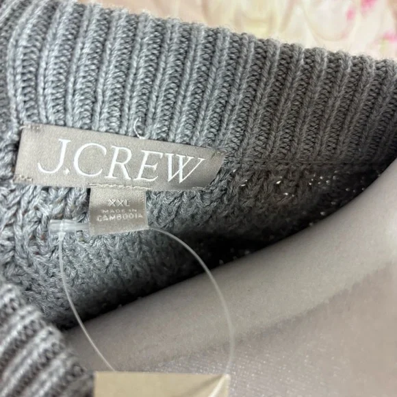 NEW J. Crew Cable Knit Cotton Gray Women's Sweater - Picture 8 of 8